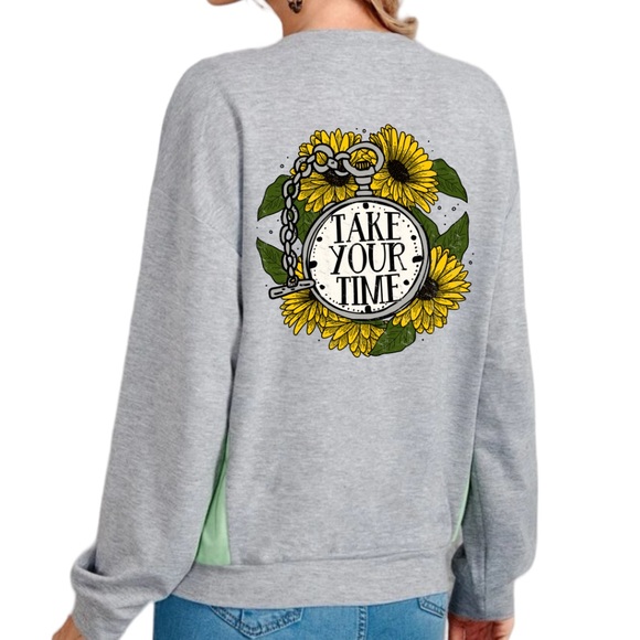 Take Your Time Mental Health graphic pullover raglan style sweatshirt XXL - Picture 3 of 8